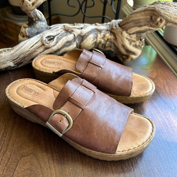 Born Averie Leather Platform Mule Sandal women’s size 8 - Picture 1 of 9
